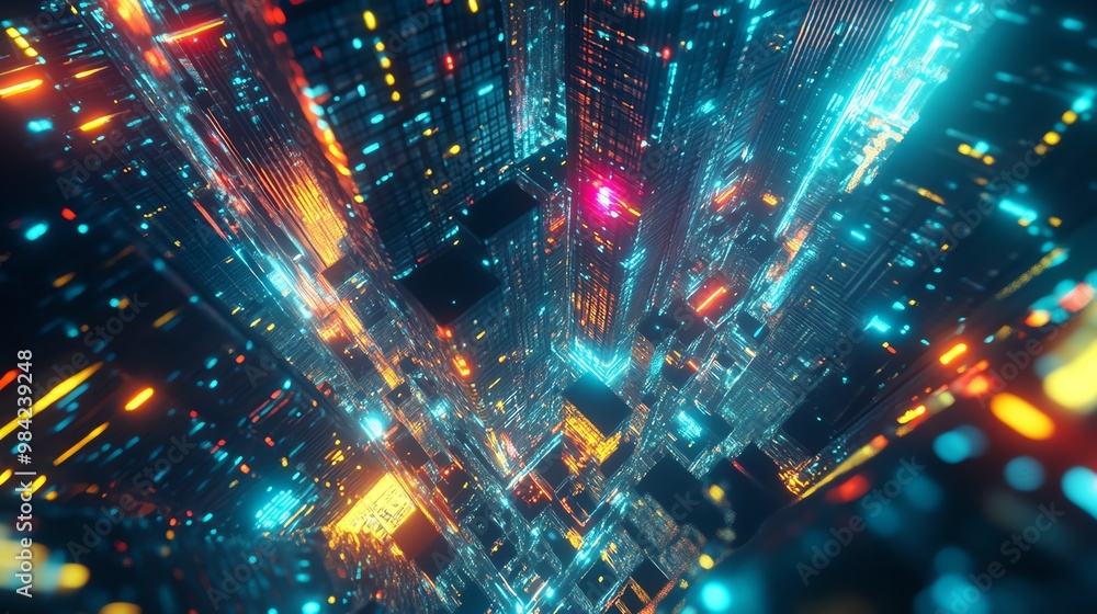 Abstract futuristic cityscape with neon lights Abstract futuristic cityscape with neon lights