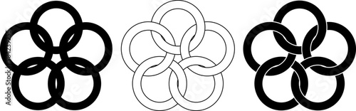 5 interlocking circle icon set