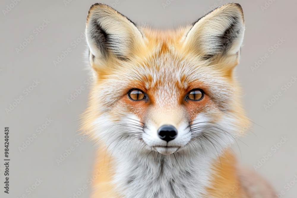 Fototapeta premium Red fox portrait with expressive eyes, white isolate background