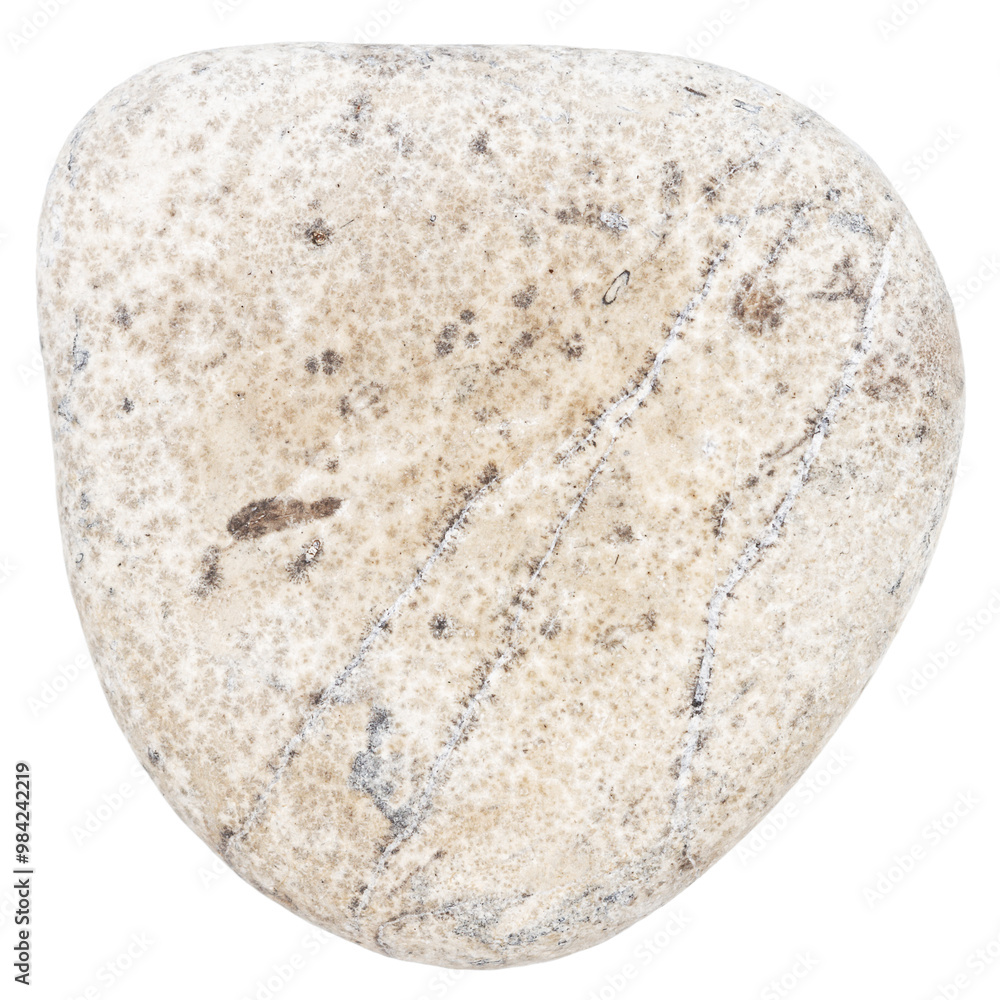 Top view of single gray pebble isolated on white background. Top view of single gray pebble isolated on white background.