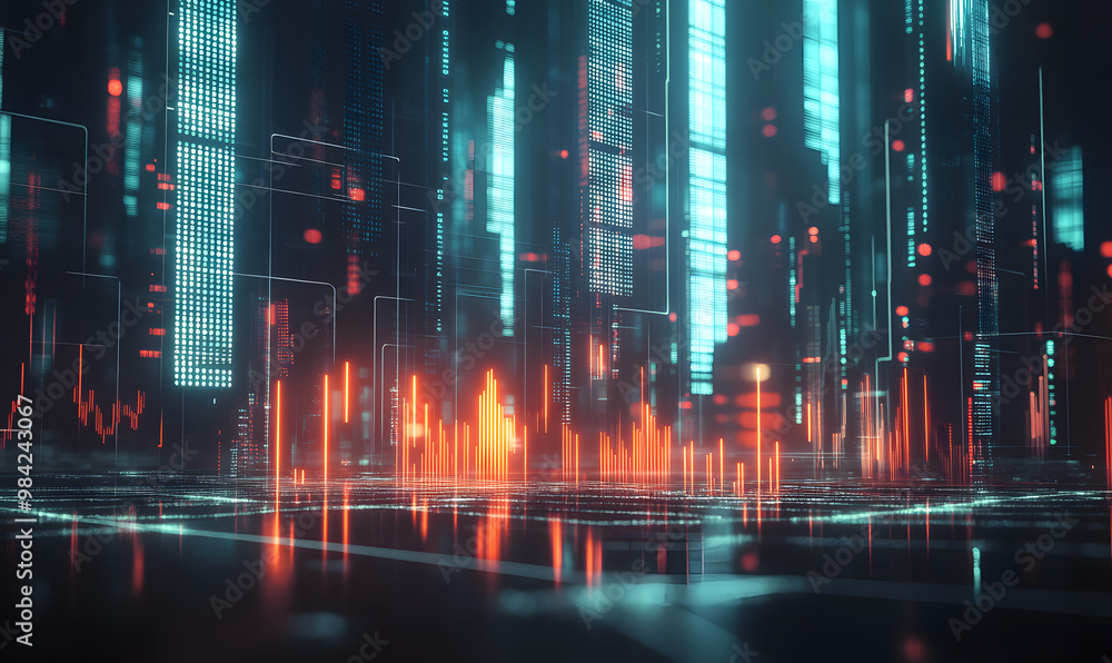 Futuristic Stock Market Chart with Glowing Data or Dynamic Financial Timeline for graphic background Futuristic Stock Market Chart with Glowing Data or Dynamic Financial Timeline for graphic background