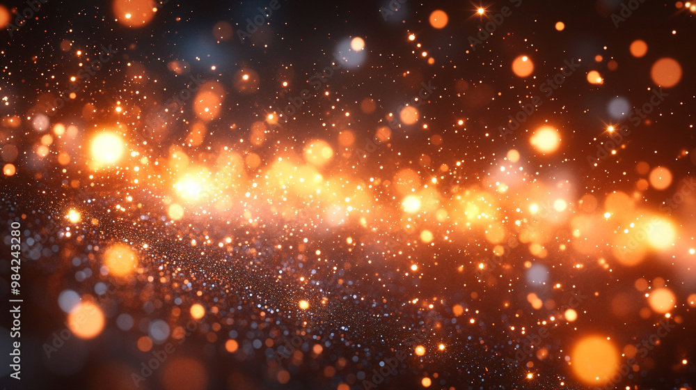 Obraz premium A stunning abstract view of glowing particles with vibrant orange tones, creating a magical and energetic atmosphere.