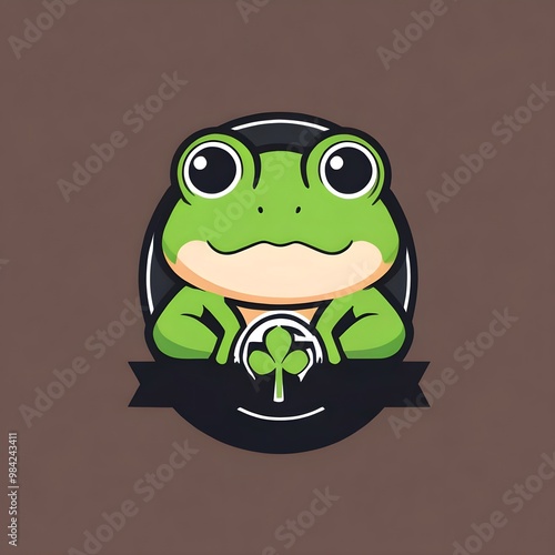 Cute Frog Mascot Logo Design photo