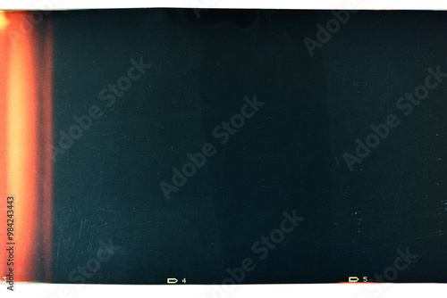 Grungy color 120mm negative film isolated on white background. Medium format film material on white background, retro photo placeholder. photo