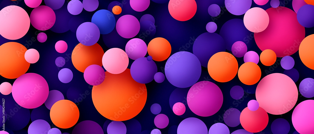 A vibrant abstract background featuring colorful circles in shades of purple, pink, and orange, ideal for modern designs.