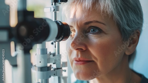 Person having eye check-up with advanced medical tool