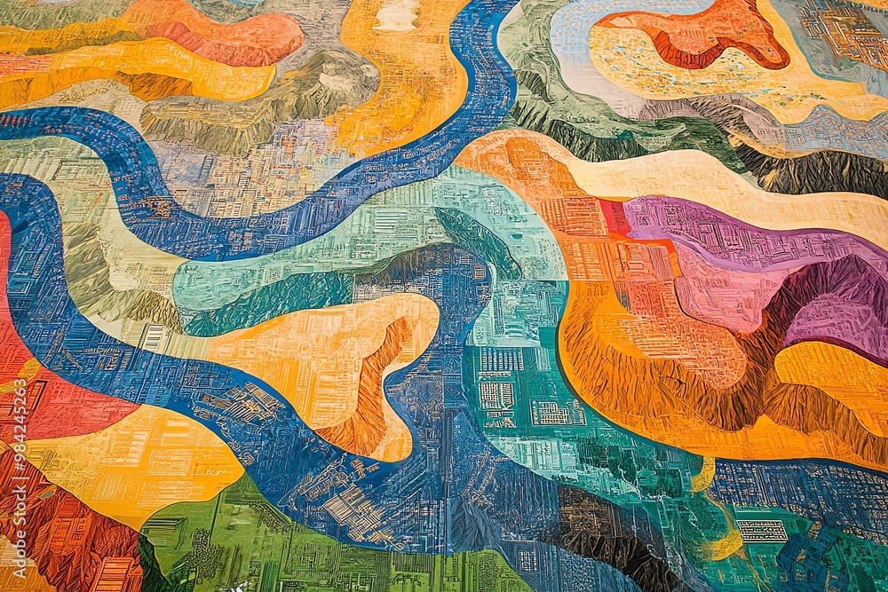Abstract colorful map art Abstract colorful map art