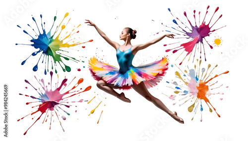 Obraz na płótnie splashes fantasy made ballerina colorful abstract dancing paint dancer dancing colours splash ballerina dripping art moving illustration dress music acrylic paint movement colourful graphic concept w salonie