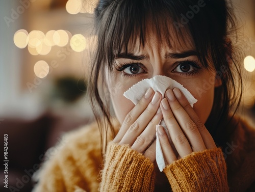 Person in cozy sweater holding something in hands, softly lit photo