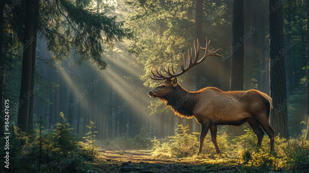 Elk In Forest. Elk In Forest.