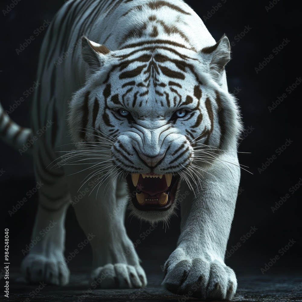 Obraz premium White Tiger Roar.