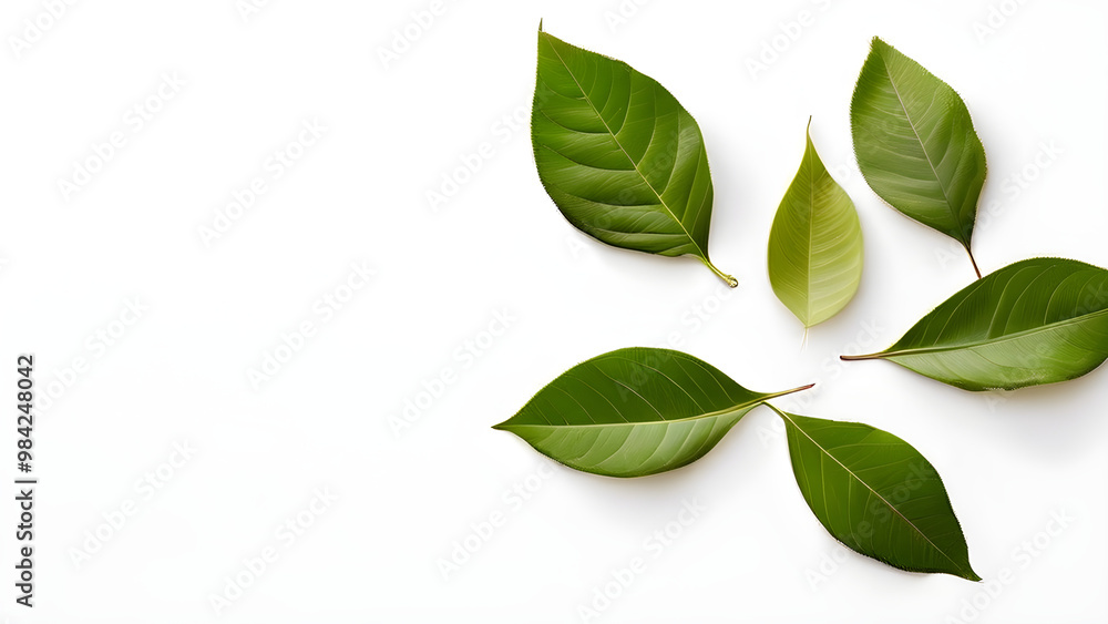 Fototapeta premium green leaves isolated on white