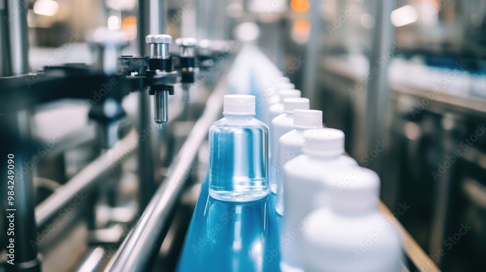 custom made wallpaper toronto digitalClear bottles in production line at industrial facility