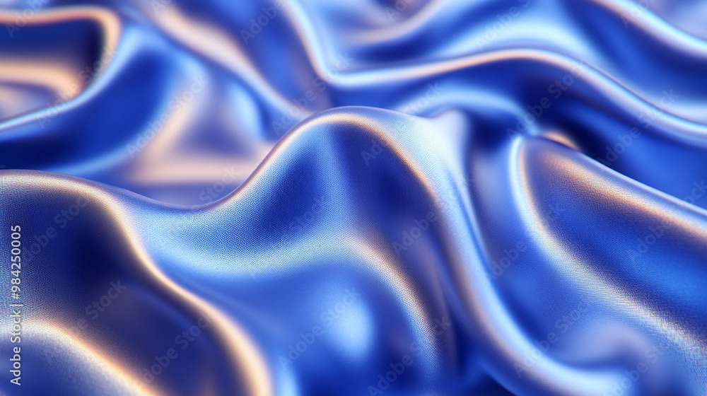 Fototapeta premium Elegant blue fabric with smooth, flowing texture captures light beautifully, perfect for backgrounds, textiles, and design projects.