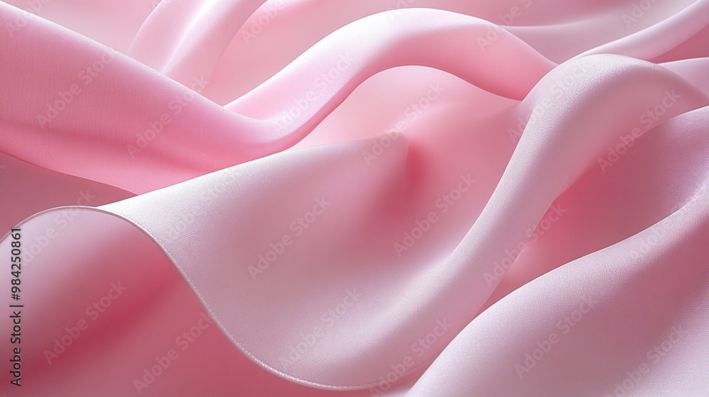 Obraz premium Soft pink silk fabric draped elegantly, showcasing gentle curves and a smooth texture, perfect for adding a touch of elegance.