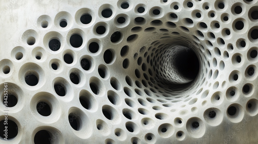 Abstract tunnel with circular openings creating a dynamic perspective. Abstract tunnel with circular openings creating a dynamic perspective.