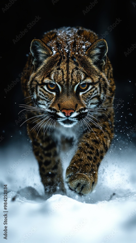 Naklejka premium Lynx in Snow.