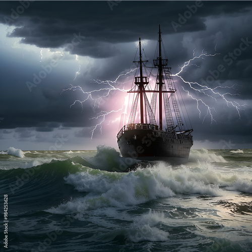 a ship sailing at sea