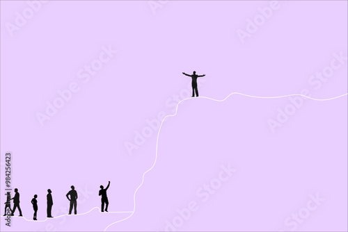 Happy Businessmen Icon on Internet Modern Technology Words Background