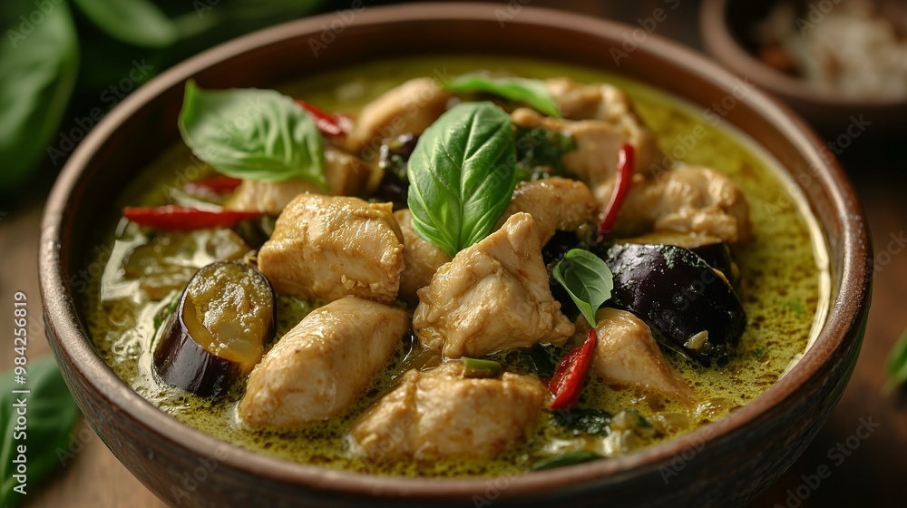 Thai green curry with chicken and eggplant Thai green curry with chicken and eggplant