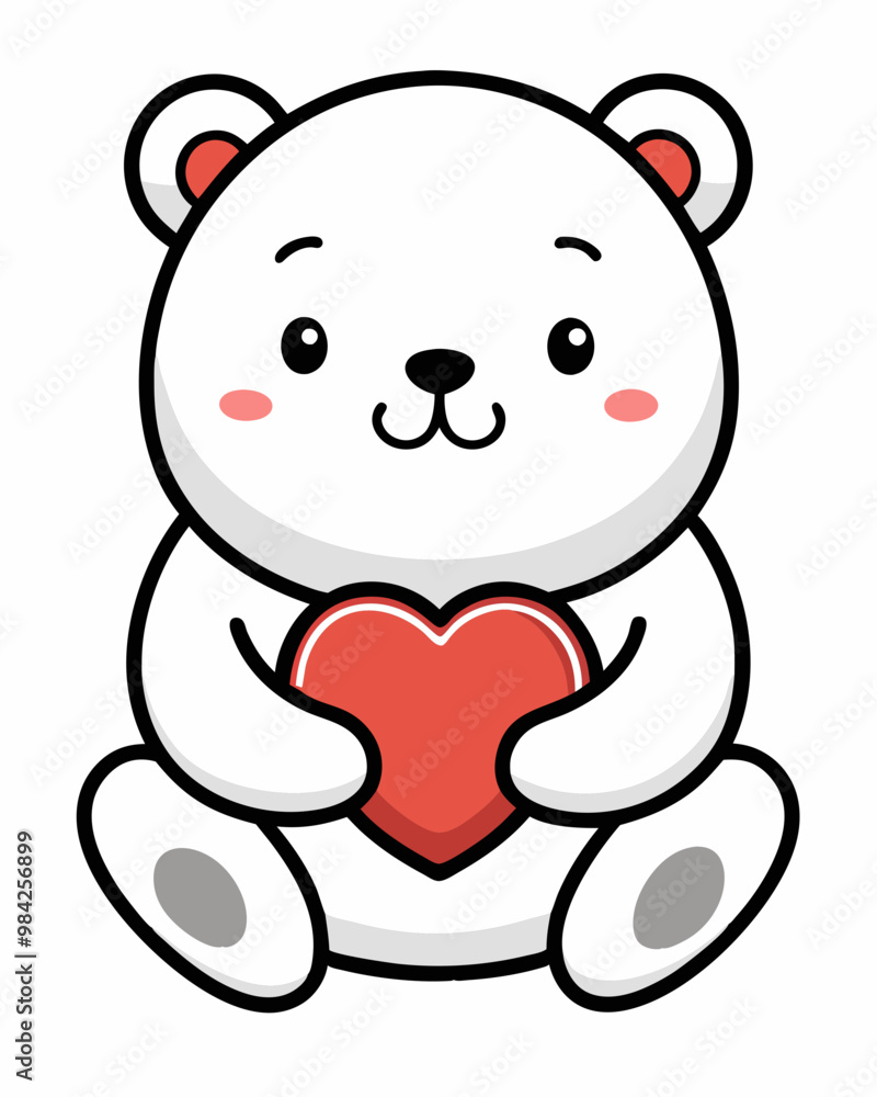 Fototapeta premium Cute bear holding heart cartoon vector illustration stock illustration