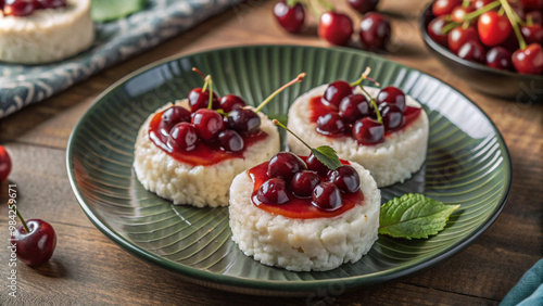 cheesecake with cherrycake, food, dessert, sweet, fruit, strawberry, pie, red, cream, plate, pastry, tart, delicious, cherry, jam, baked, snack, white, breakfast, cheesecake, berry, strawberries, slic