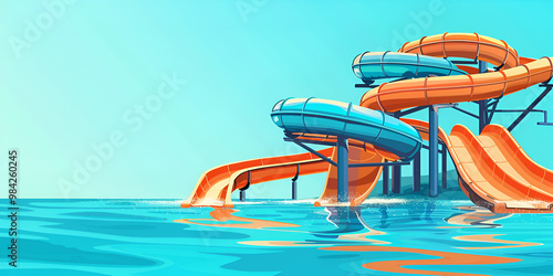 Vibrant Water Slide in Tropical Waterpark