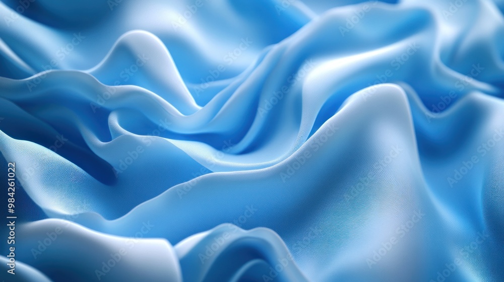 Obraz premium Abstract blue fabric texture with soft, smooth waves and folds.