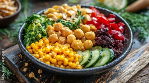 Fresh Healthy Salad Bowl with Colorful Ingredients