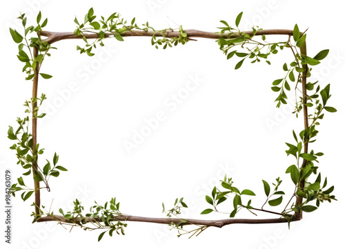 PNG  Nature frame plant leaf white background.