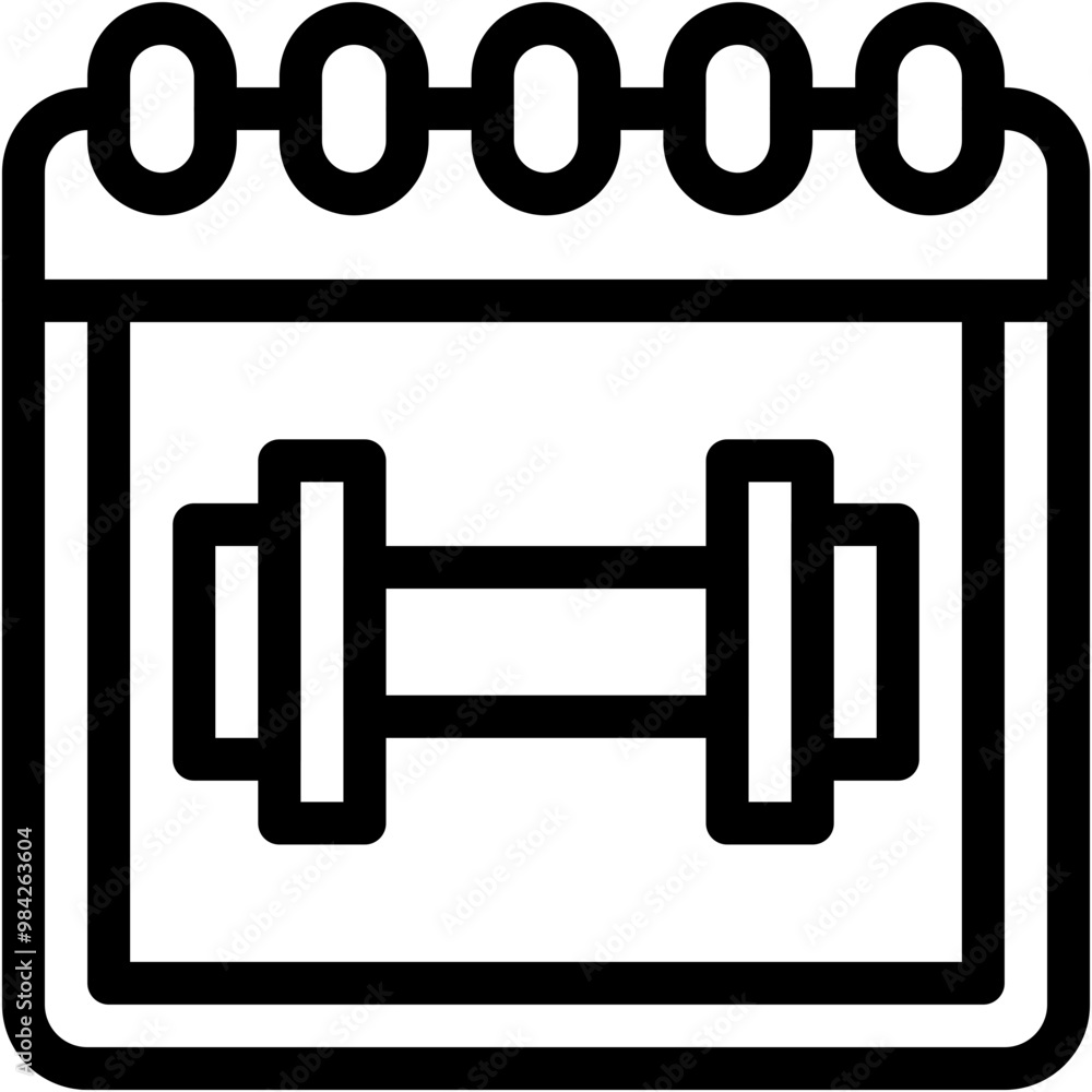 Vector Icon Dumbbell, Calendar, Date And Time, Weight, Gym Vector Icon Dumbbell, Calendar, Date And Time, Weight, Gym