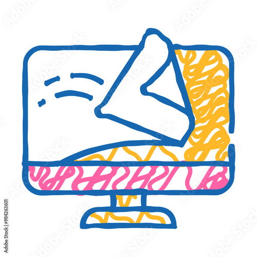computer screen cleaning wipe doodle icon sketch vector. computer screen cleaning wipe sign. isolated symbol illustration
