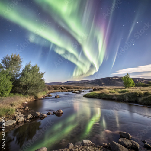 rainbow over the riverlandscape, water, nature, river, lake, sky, clouds, mountain, cloud, green, summer, forest, view, reflection, tree, travel, mountains, park, grass, beach, natural, sea, light, ro photo