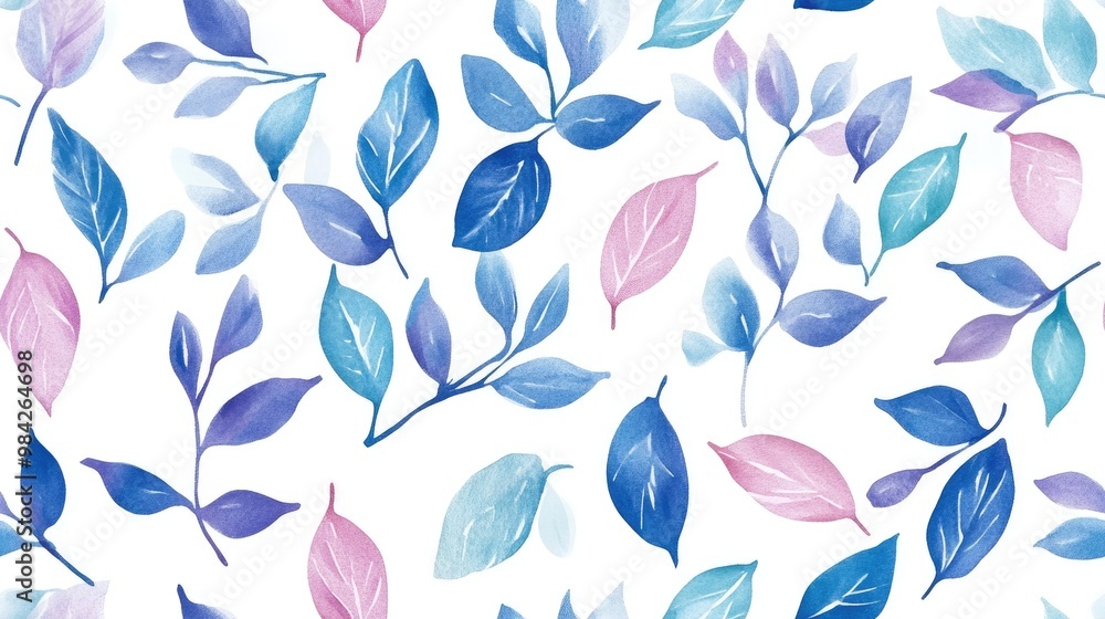 Seamless pattern of hand painted watercolor leaves Seamless pattern of hand painted watercolor leaves