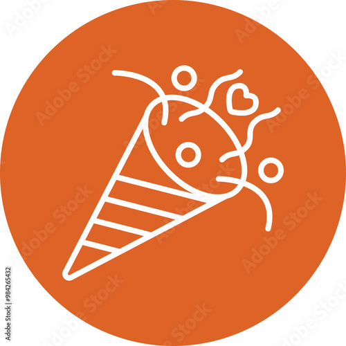Wedding Confetti line circle icon