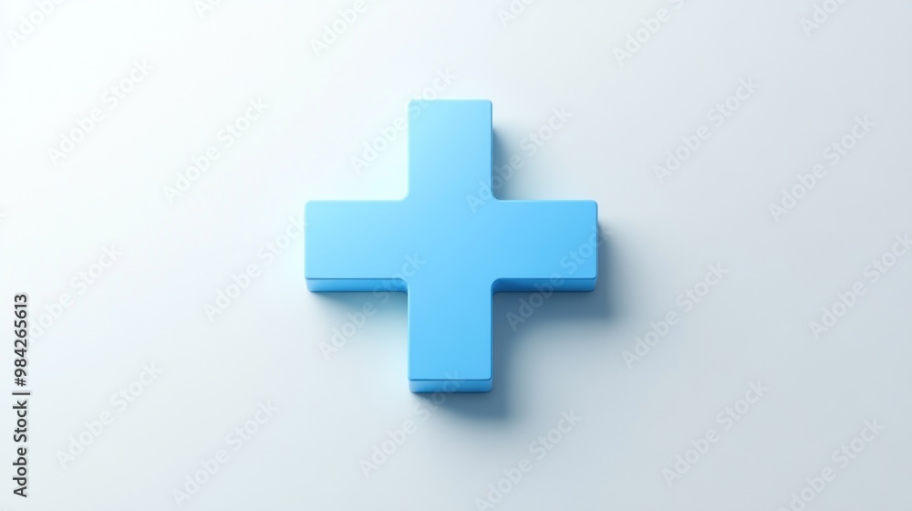 A light blue 3D plus sign on a white background. A light blue 3D plus sign on a white background.