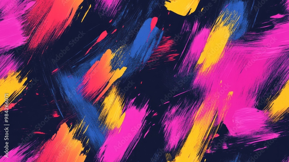 Seamless pattern of abstract brush strokes in neon colors Seamless pattern of abstract brush strokes in neon colors