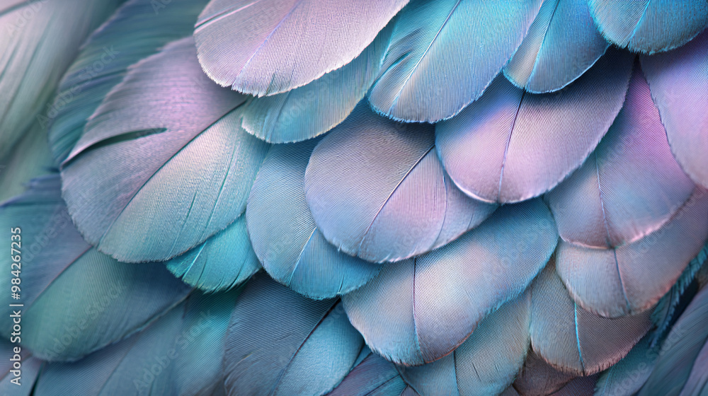 Blue and Purple Feathers Close Up Blue and Purple Feathers Close Up