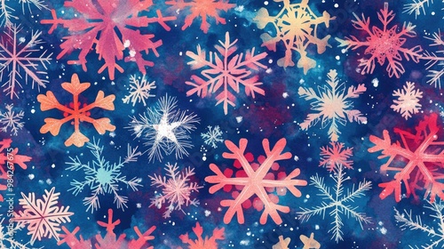 Wallpaper Mural Multicolored snowflakes in a seamless pattern ideal for holiday greeting cards fabric wrapping paper invitations and stationery Torontodigital.ca