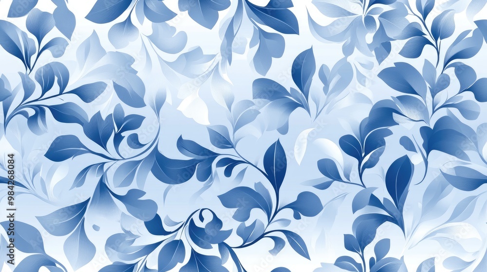 Seamless raster pattern featuring a floral design in blue gradient suitable for interior decoration wallpaper presentations and fashion design Seamless raster pattern featuring a floral design in blue gradient suitable for interior decoration wallpaper presentations and fashion design