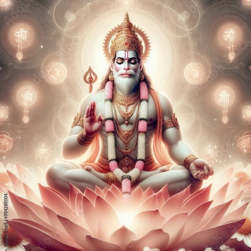 Hanuman Ji Meditation, Hindu Lord Hanuman Ji Chanting Generative AI 