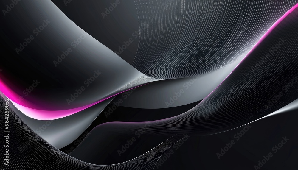 Abstract geometric background featuring a black and gray gradient with neon light curves and shapes in a vibrant graphic design style Abstract geometric background featuring a black and gray gradient with neon light curves and shapes in a vibrant graphic design style