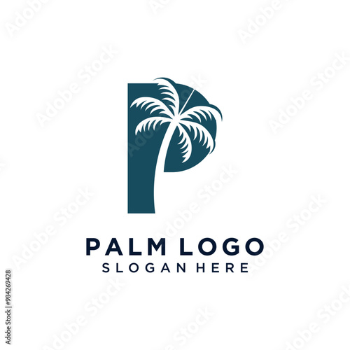 Palm vector logo design with creative unique concept Premium Vector