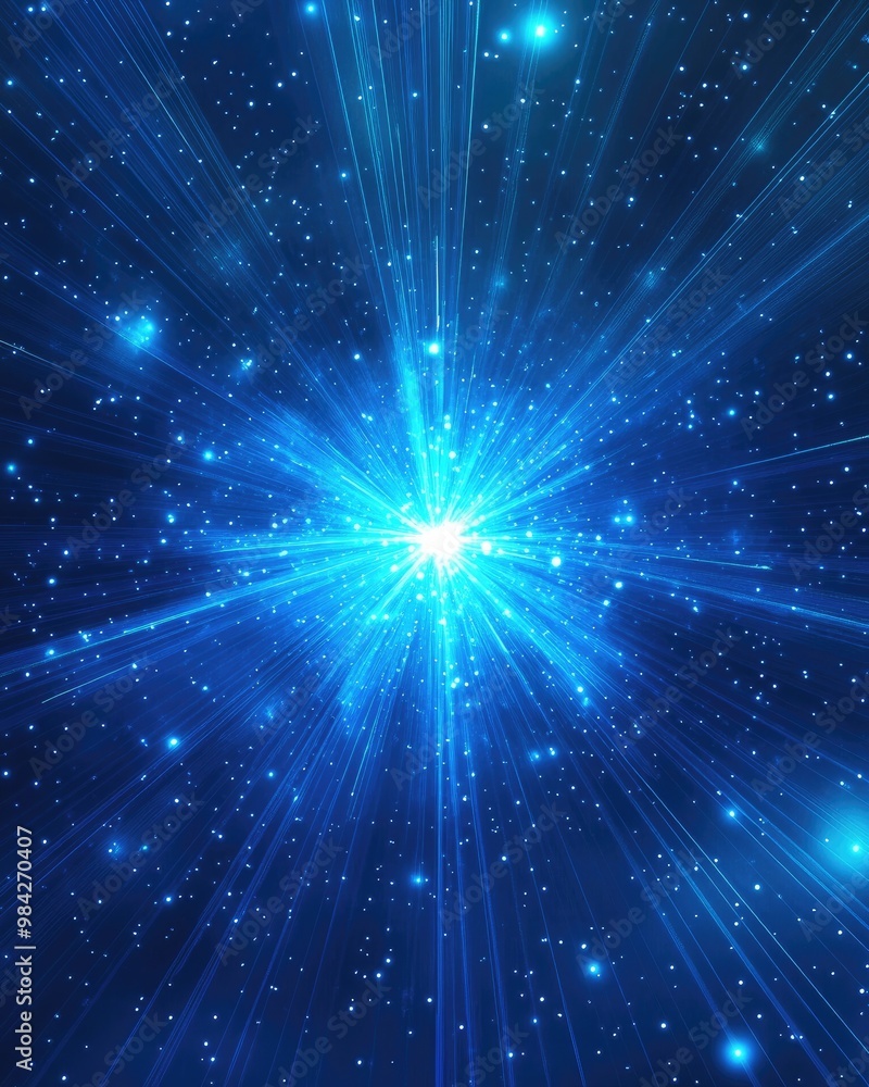Abstract blue background featuring a star explosion in a line art illustration style Abstract blue background featuring a star explosion in a line art illustration style