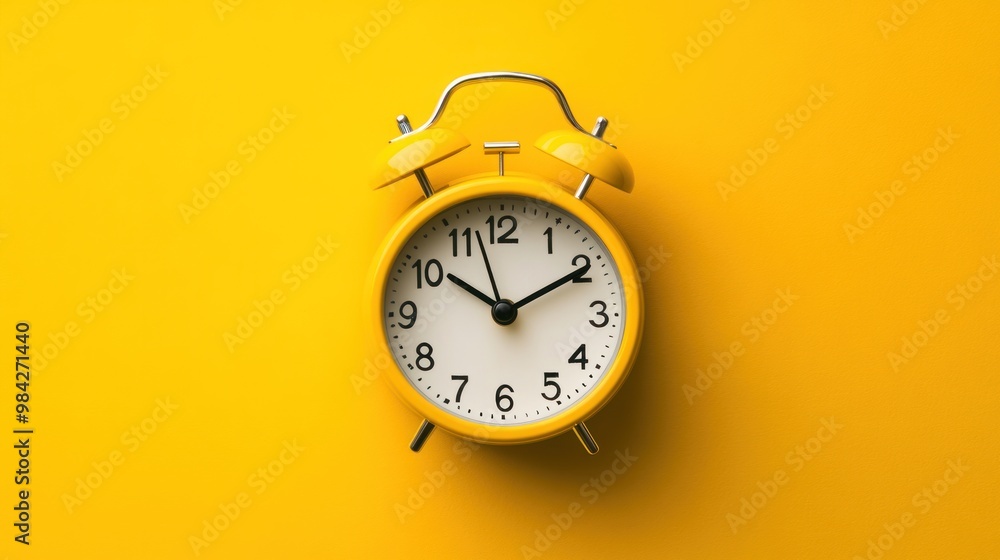 Yellow alarm clock on a yellow background. Yellow alarm clock on a yellow background.