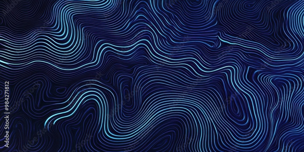Blue abstract technology data wavy lines in holographic style Blue abstract technology data wavy lines in holographic style