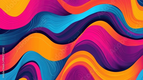 Abstract colorful design background in a line art illustration style