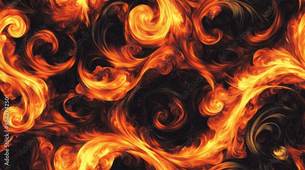 Abstract pattern of fire twirls in a seamless design Abstract pattern of fire twirls in a seamless design