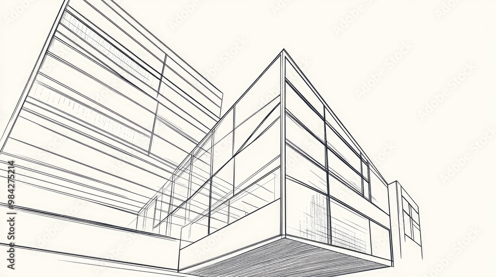 Abstract line art illustration showcasing contemporary architectural design Abstract line art illustration showcasing contemporary architectural design