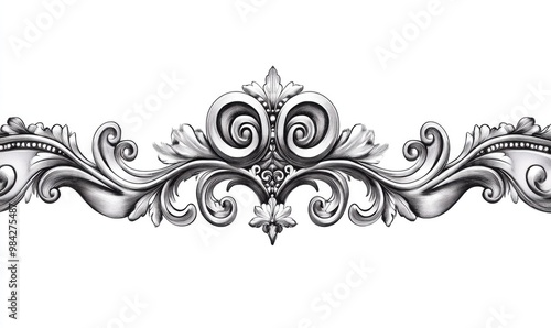 Line art illustration of an elegant geometric baroque Gothic ornament border